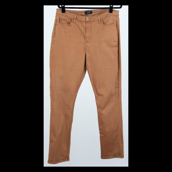 Jen7 by 7 For All Mankind Womens Mustard Slim Straight Sateen Jean Sz 16 EUC - Picture 1 of 2